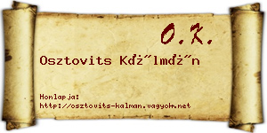 Osztovits Kálmán névjegykártya