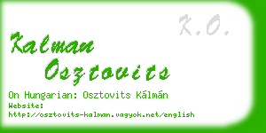 kalman osztovits business card
